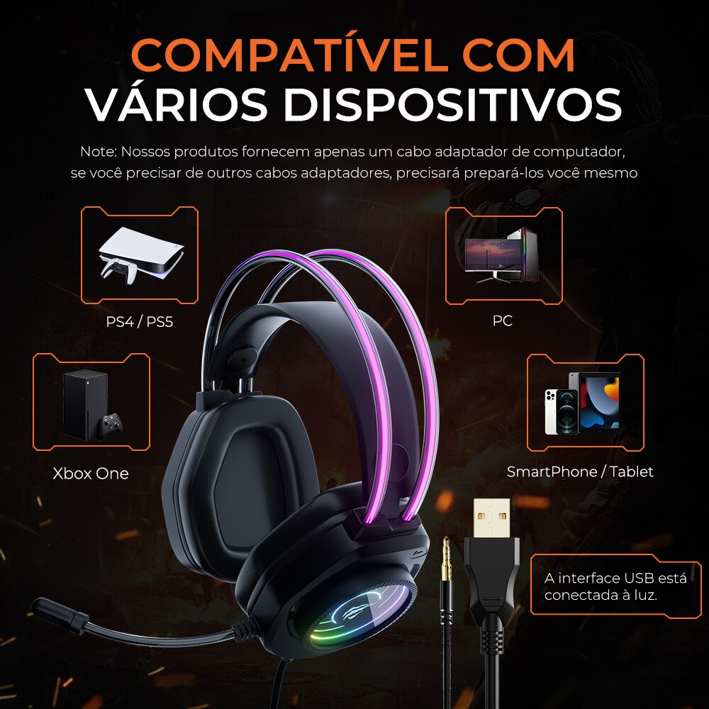 Headset Gamer com LED HAVIT [ LANÇAMENTO ]